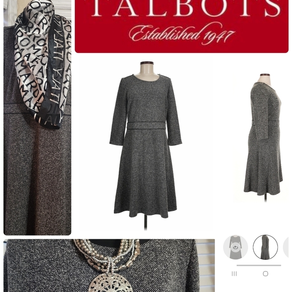 Talbots Dresses & Skirts - Talbots Charcoal A-Line Dress with Necklace